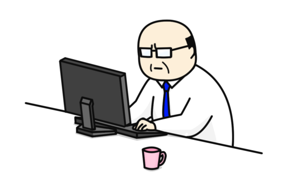 PS作業をするサラリーマンのイラスト